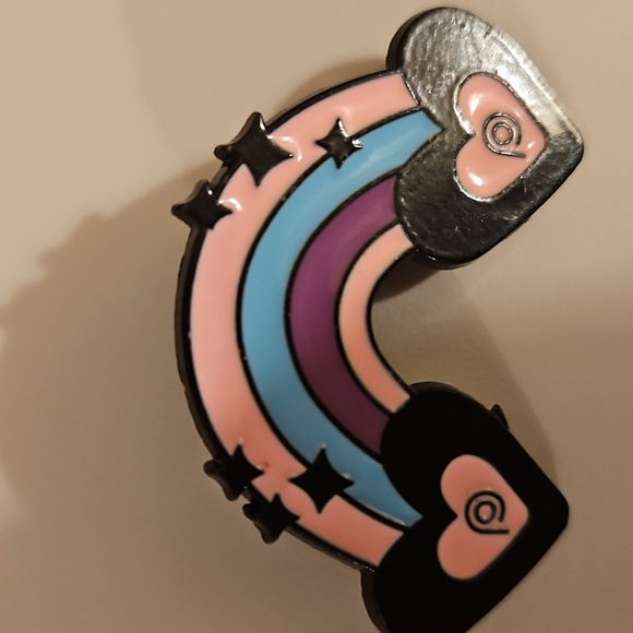 Handmade LGBTQ+ Enamel Pin 1" Trans Rainbow Pop Pin Heart Pink Purple and blue - Picture 8 of 17